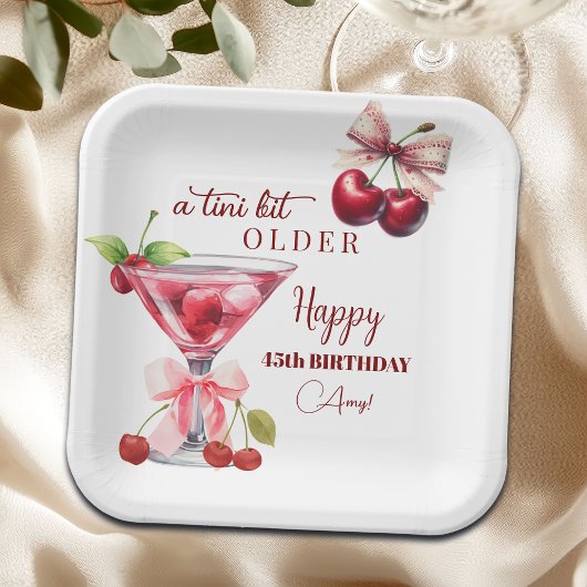 Chic A Tini Bit Older Cherry Martini 45th Birthday Papieren Bordje