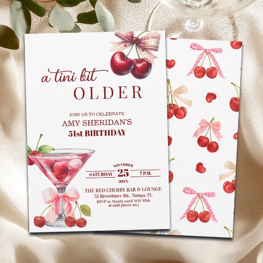 Chic A Tini Bit Older Cherry Martini 51st Birthday Kaart