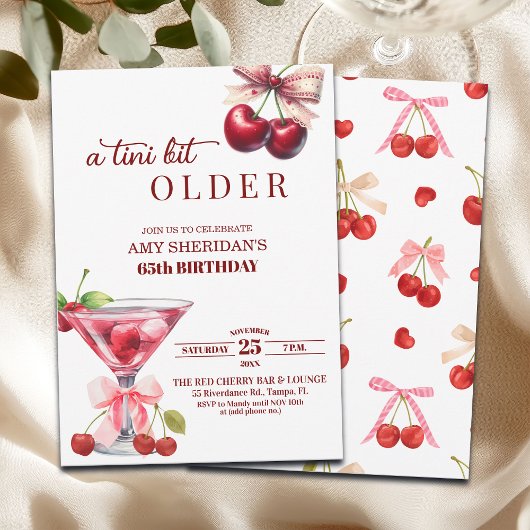 Chic A Tini Bit Older Cherry Martini 65th Birthday Kaart