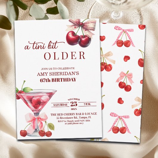 Chic A Tini Bit Older Cherry Martini 67th Birthday Kaart