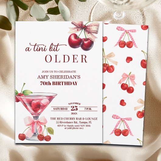 Chic A Tini Bit Older Cherry Martini 70th Birthday Kaart