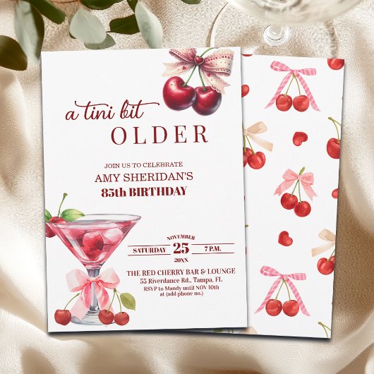 Chic A Tini Bit Older Cherry Martini 85th Birthday Kaart