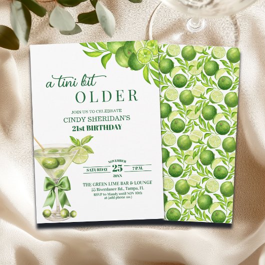 Chic A Tini Bit Older Lime Martini 21st Birthday Kaart