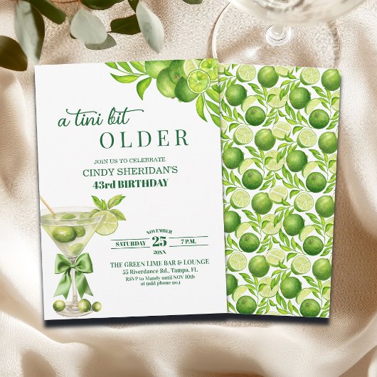 Chic A Tini Bit Older Lime Martini 43rd Birthday Kaart
