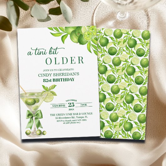 Chic A Tini Bit Older Lime Martini 82nd Birthday Kaart