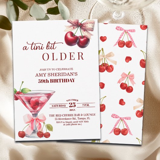 Chic A Tini Bit Ouder Cherry Martini 59e Verjaarda Kaart