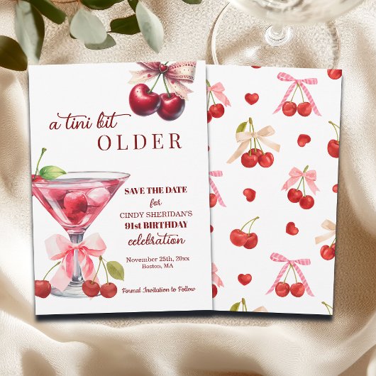 Chic A Tini Bit Ouder Cherry Martini 91ste Verjaar Save The Date