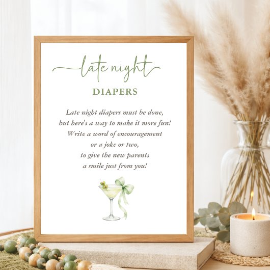 Chic A TIni One Baby Shower Late Night Diapers Poster
