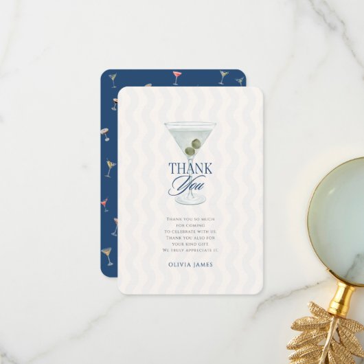 Chic a tini one boy baby shower bedankkaart (Voorkant / Achterkant in situ)