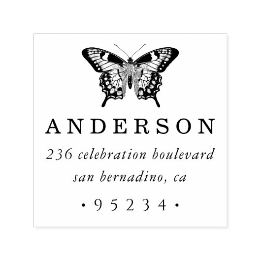 Chic Aangepast Gepersonaliseerd Vlinderretouradres Zelfinktende Stempel (Design)