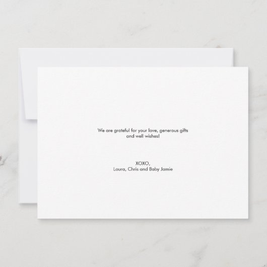 Chic Aangepaste Foto Collage Grid Baby shower Bedankkaart (Achterkant)