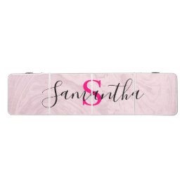 Chic Aangepaste Naam Roze Monogram Licht Roze Marm Beer Pong Tafel