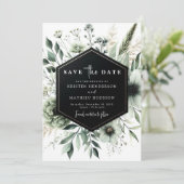 Chic Aardige Waterverf Sage Green Wedding Save The Date (Staand voorkant)