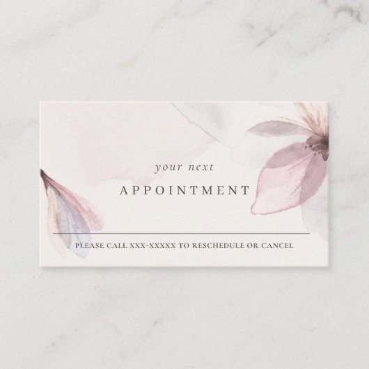 Chic Abstract Blush Waterverf Floral Appointment Visitekaartje (Voorkant)