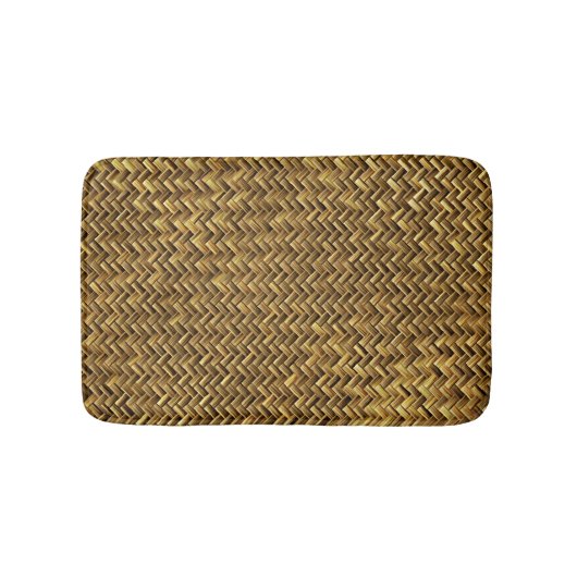 Chic Abstract Bruin Wicker Zigzag Weave Pattern Badmat (Voorkant)