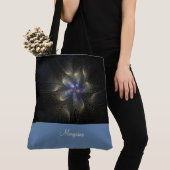 Chic Abstract Fractal Monogrammed Canvas tas (Dichtbij)