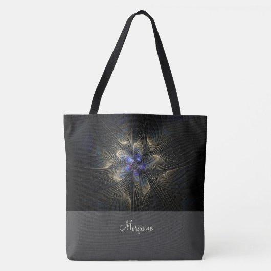 Chic Abstract Fractal Monogrammed Canvas tas (Voorkant)