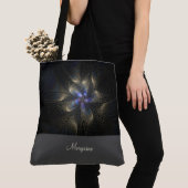 Chic Abstract Fractal Monogrammed Canvas tas (Dichtbij)