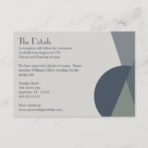 Chic Abstract Geometric Sage Navy Dusty Blue Informatiekaartje