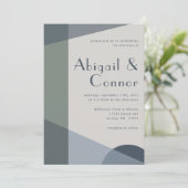 Chic Abstract Geometric Sage Navy Dusty Blue Kaart (Staand voorkant)