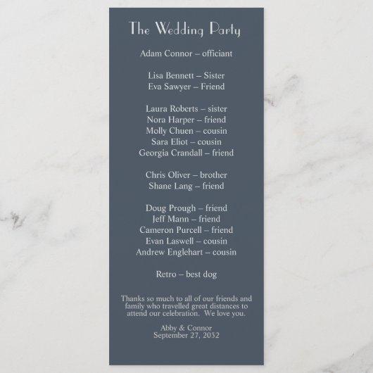 Chic Abstract Geometric Sage Navy Dusty Blue Programmakaart (Achterkant)