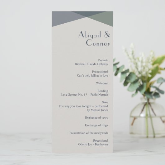 Chic Abstract Geometric Sage Navy Dusty Blue Programmakaart (Staand voorkant)