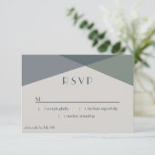Chic Abstract Geometric Sage Navy Dusty Blue RSVP Kaartje (Staand voorkant)
