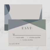Chic Abstract Geometric Sage Navy Dusty Blue RSVP Kaartje (Voorkant / Achterkant)