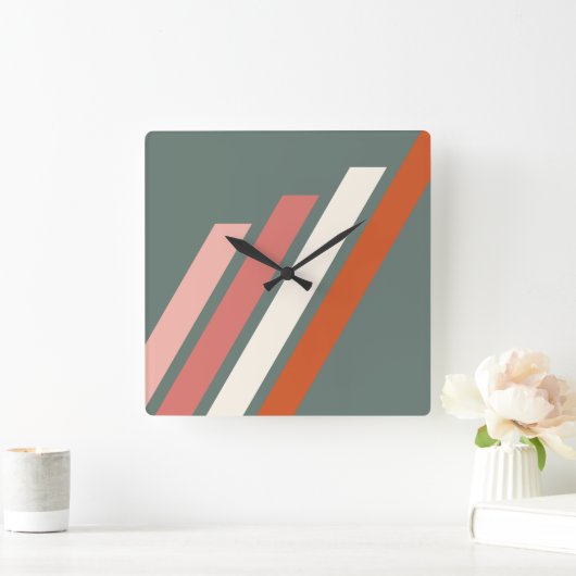 Chic Abstract Geometric Stripes Mosaic Art Pattern Vierkante Klok (Huis)