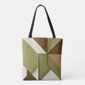 Chic abstract geometrisch groen beige bruin tote bag (Achterkant)