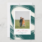 Chic Abstract geschilderde groene kerstfotokaart Feestdagenkaart (Voorkant)