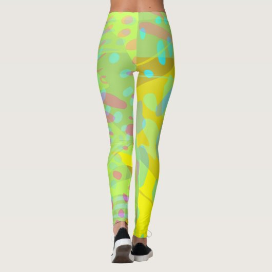 Chic Abstract Gold Butterfly Geel Violet Leggings (Achterkant)