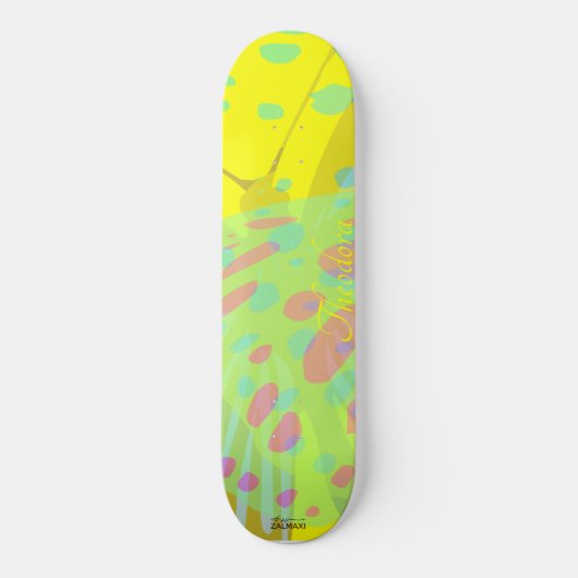 Chic Abstract Gold Butterfly Geel Violet Persoonlijk Skateboard (Voorkant)