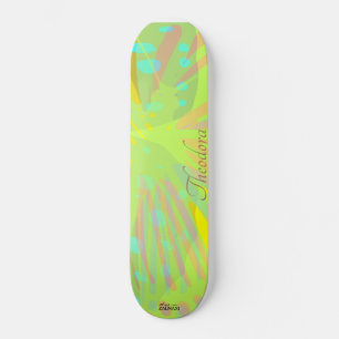Chic Abstract Gold Butterfly Yellow Violet Patroon Persoonlijk Skateboard