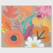 Chic Abstract Gold Leaf Colorful Flower Cadeaupapier (Vlak)