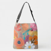 Chic Abstract Gold Leaf Colorful Flower Crossbody Tas (Achterkant)