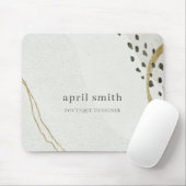 Chic Abstract Ivory Gold Grey Stone Texture Muismat (Met muis)