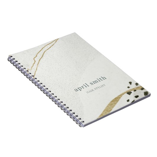 Chic Abstract Ivory Gold Grey Stone Texture Notitieboek (Rechterzijde)