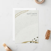 Chic Abstract Ivory Gold Grey Stone Texture Notitiekaartje (Voorkant / Achterkant in situ)