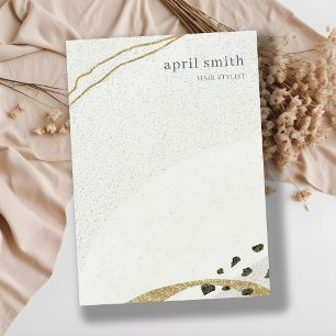 Chic Abstract Ivory Gold Grey Stone Texture Notitiekaartje