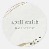 Chic Abstract Ivory Gold Grey Stone Texture Ronde Sticker (Voorkant)