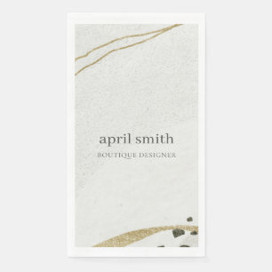 Chic Abstract Ivory Gold Grey Stone Texture Servet