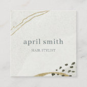 Chic Abstract Ivory Gold Grey Stone Texture Vierkante Visitekaartje (Voorkant)