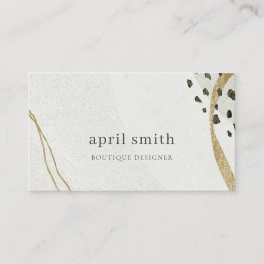 Chic Abstract Ivory Gold Grey Stone Texture Visitekaartje (Voorkant)