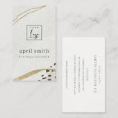 Chic Abstract Ivory Gold Grey Stone Texture Visitekaartje (Voorkant / Achterkant)