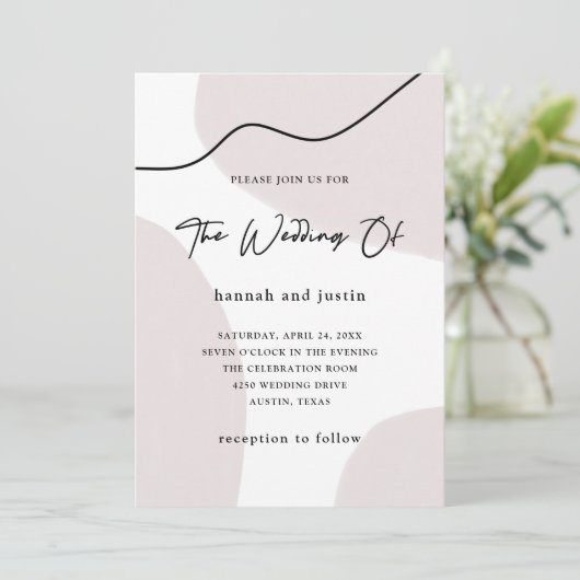 Chic Abstract neutraal | Moderne Waterverf bruilof Kaart (Staand voorkant)