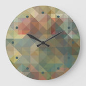 Chic Abstract Retro Triangles Mosaic Pattern Grote Klok (Voorkant)