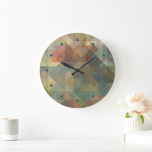Chic Abstract Retro Triangles Mosaic Pattern Grote Klok (Huis)