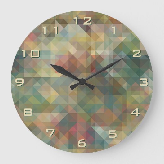Chic Abstract Retro Triangles Mosaic Pattern Grote Klok (Voorkant)