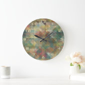Chic Abstract Retro Triangles Mosaic Pattern Grote Klok (Huis)